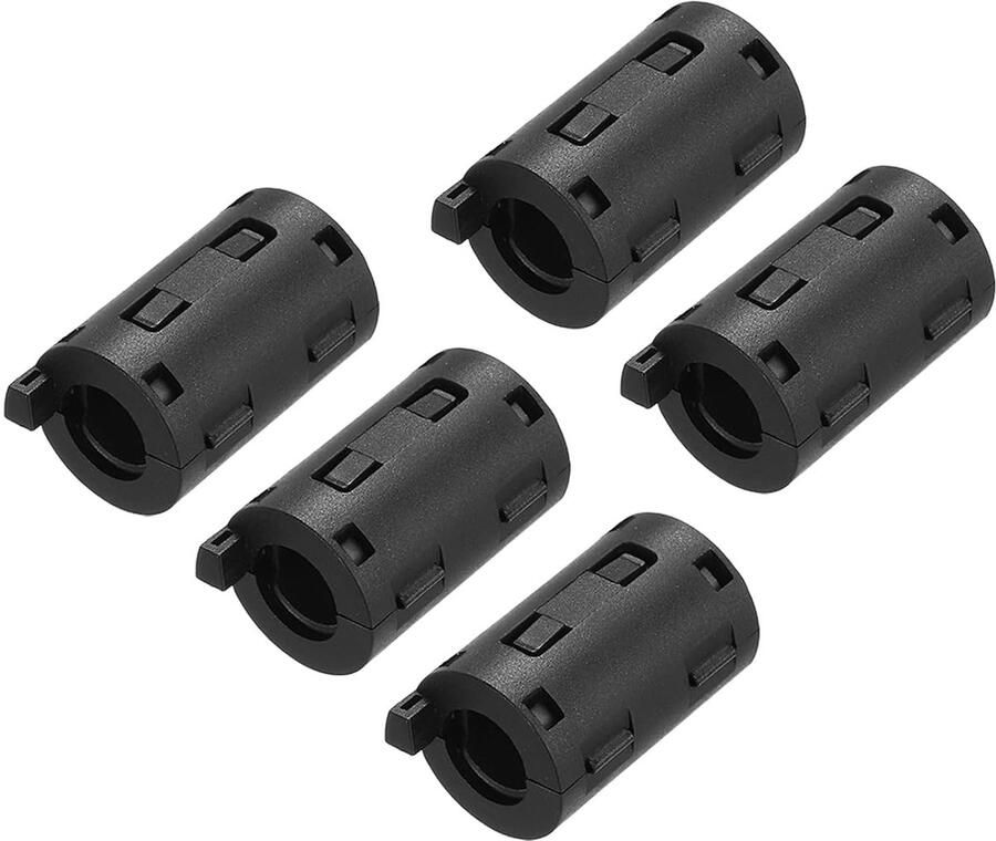 5 stuks ferrietringkern zwart RFI EMI ruisonderdrukkingskabelclip met 11 mm binnendiameter voor USB-kabel audio- en videokabel stroomkabel