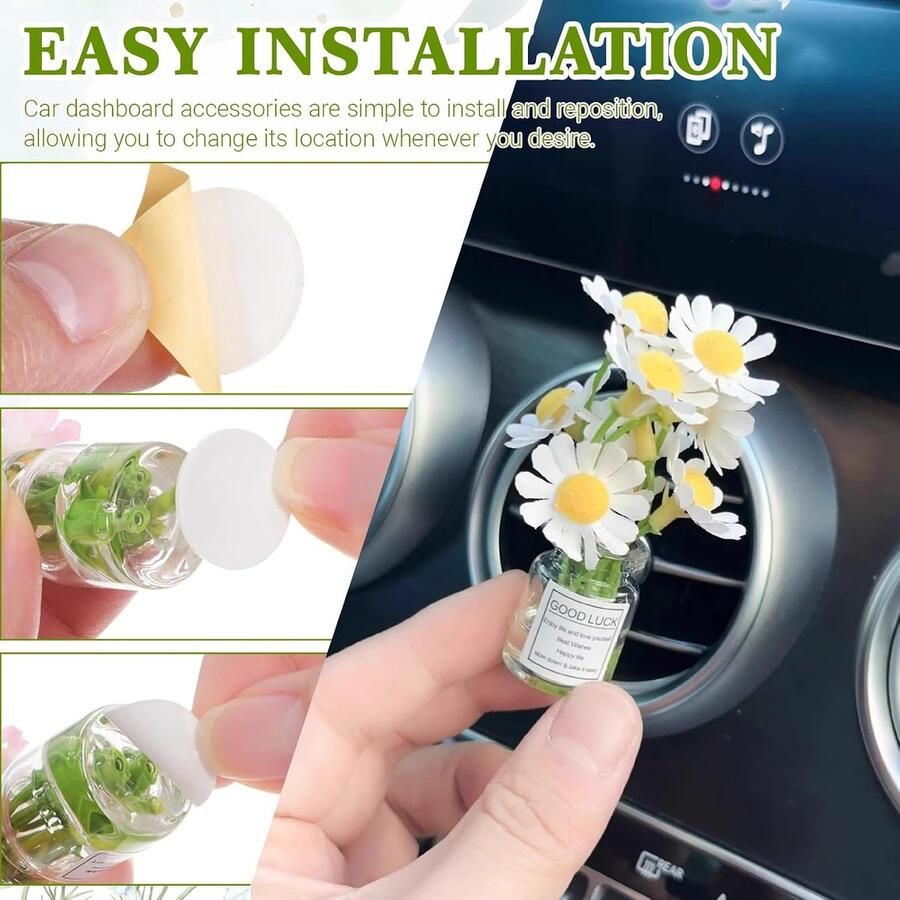 5 stuks madeliefjes auto decoratie interieur miniatuur bloemen auto dashboard decoratie miniatuur bloemen in vazen set mini kunstbloemen verkrijgbaar in verschillende kleuren realistisch design