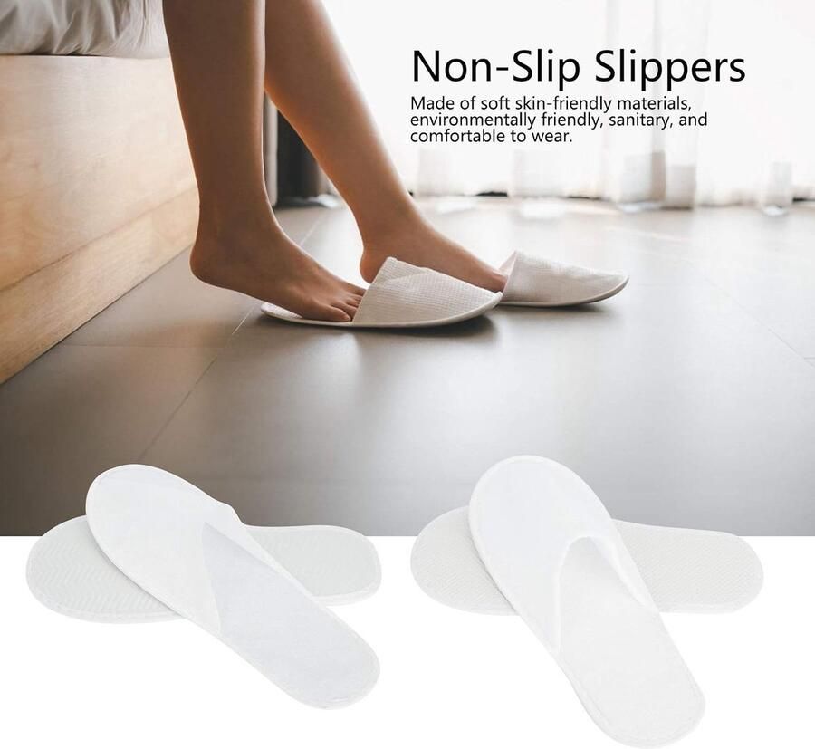 50 paar antislip wegwerppantoffels draagbare unisex antislip wegwerppantoffels zacht en comfortabel voor thuis spa hotelfeestgast wit(niet geweven)