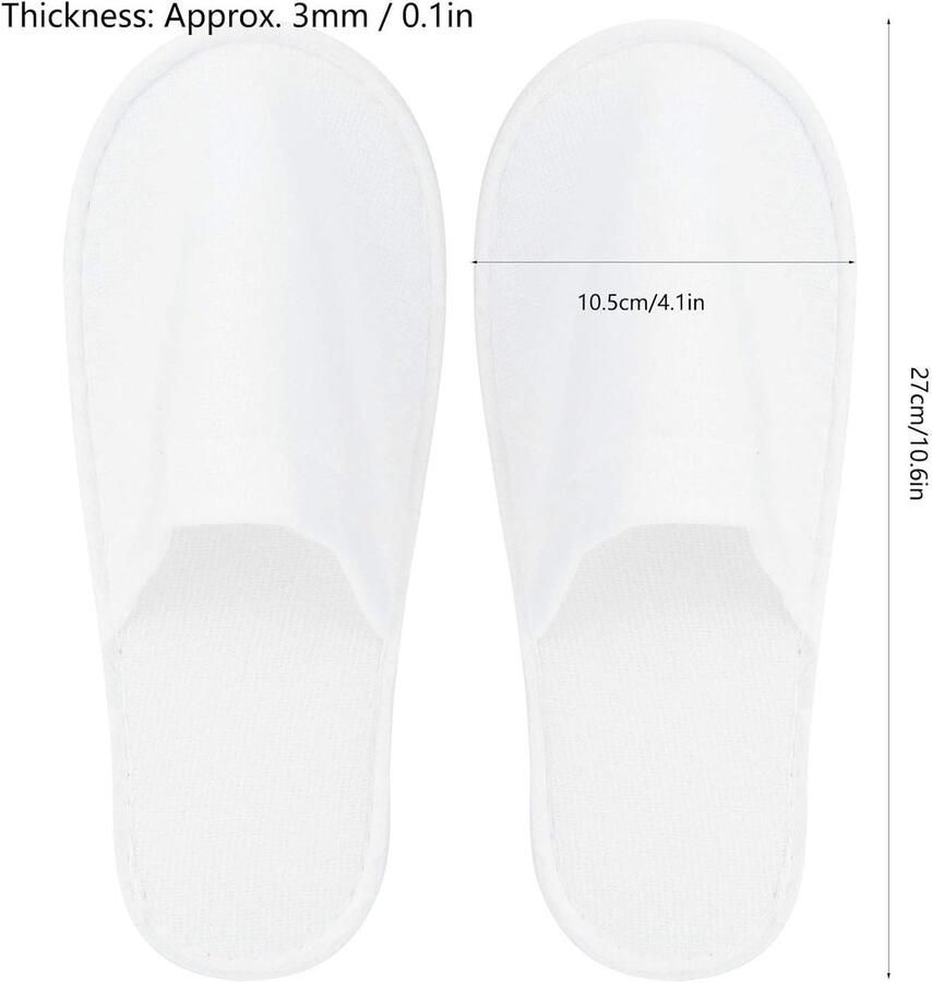 50 paar draagbare antislip wegwerp-pantoffels Hotelgastpantoffels voor spa hotel en reizen Past voor en heren(3 MM pluche)
