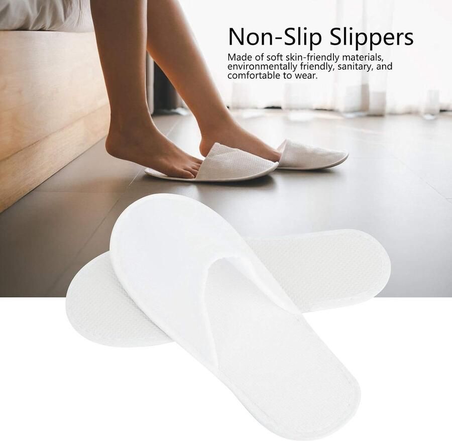 50 paar draagbare antislip wegwerp-pantoffels Hotelgastpantoffels voor spa hotel en reizen Past voor en heren(3 MM pluche) - Foto 2
