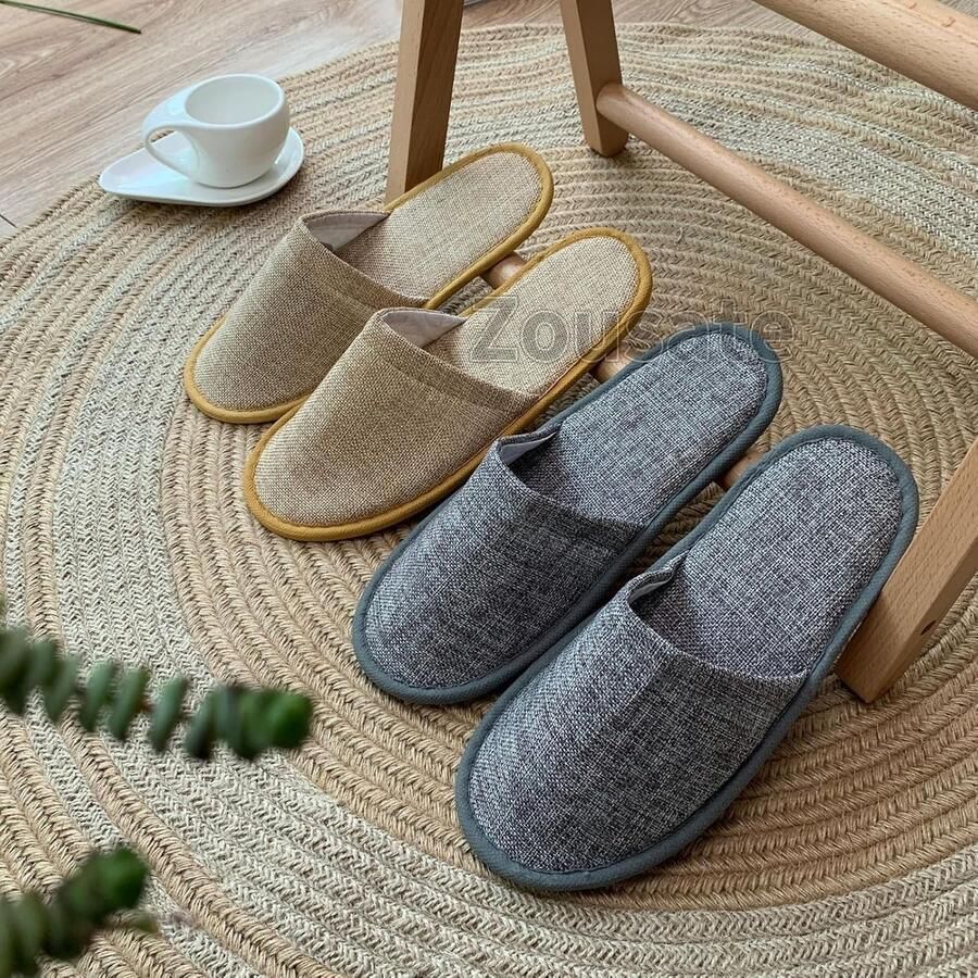 50 paar wegwerppantoffels wit draagbaar uniseks antislip voor hotel spa reizen zakenreizen logeerkamer familie 30 paar linnen geel 42 EU XX-Estrecho