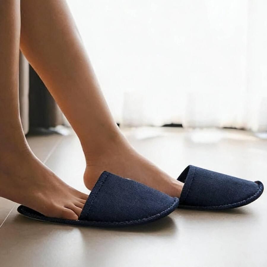 50 paar wegwerppantoffels wit draagbaar uniseks antislip voor hotel spa reizen zakenreizen logeerkamer familie Zwart