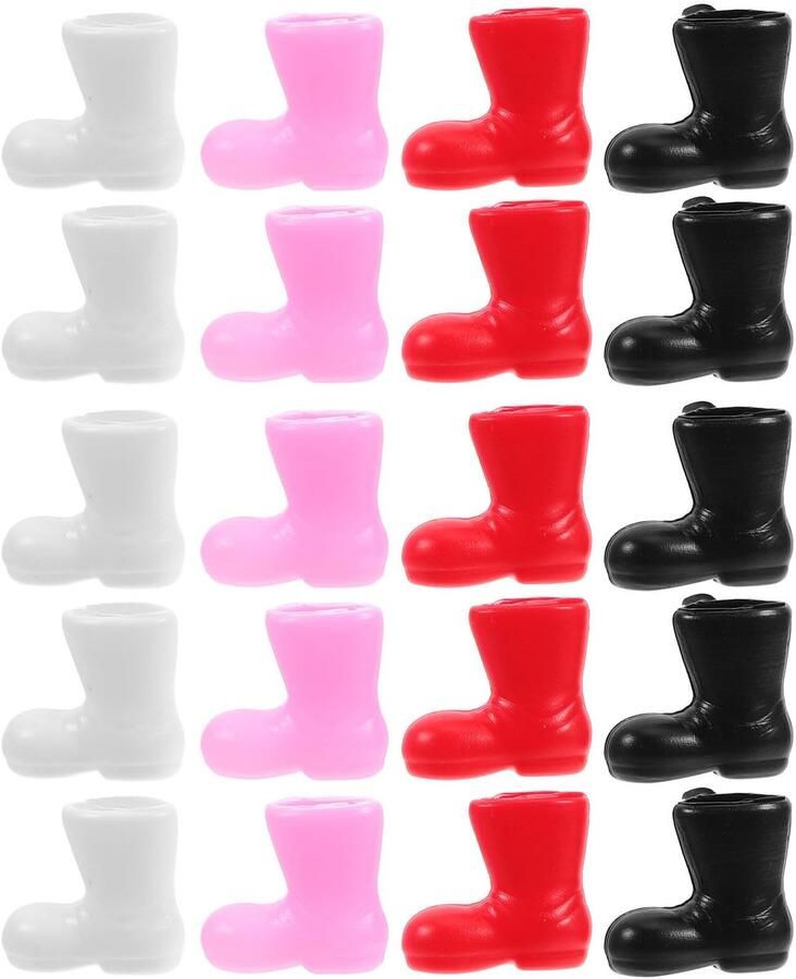 50 Pieces Mini Santa Boots Black Small Santa Boots Mini Doll Shoes Models Holiday Christmas Party Decoration Micro Landscape Ornament