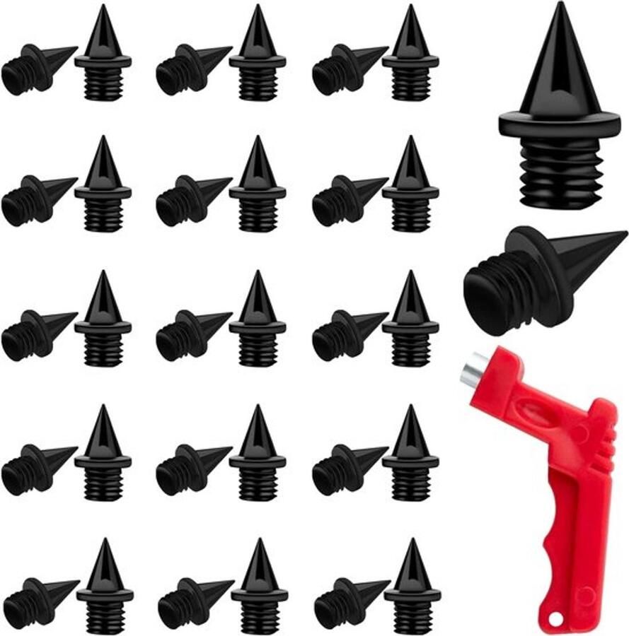 50 Stuks 1 4 Inch Vervangings Track Spike Pins met Skewersleutel Stevige Stalen Pyramid Spikes voor Atletiek Hardlopen en Wandelen