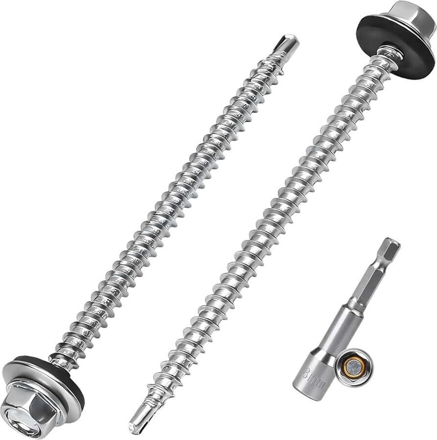 50 stuks 4 8 x 80 mm plaatschroeven voor metaal roestvrij staal 410 zeskantschroeven met sluitring hout gipsplaat hardware meubels