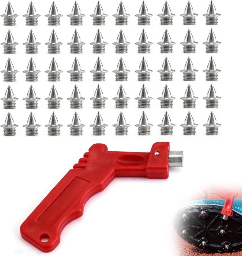 50 Stuks 7mm Vervangspikes voor Atletiek Roestvrijstalen Spikes met Verwijdertools Antislip voor Rennen en Sprint Schoenen voor Kinderen en Volwassenen