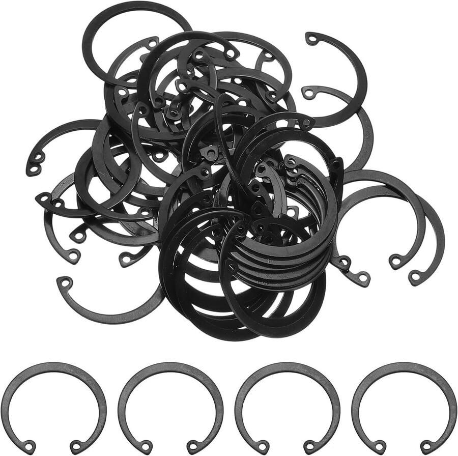 50 stuks binnenringen 1-3 16 inch (30 mm) veiligheidsringen van mangaanstaal 65 Mn voor assen en bouten met sleuf kleur zwart