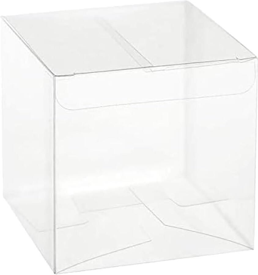 50 vierkante doosjes van pvc transparant 5 x 5 x voor gastgeschenken etui bruiloft doop afstudeerfeest kunststof tafelkaarten - Foto 2