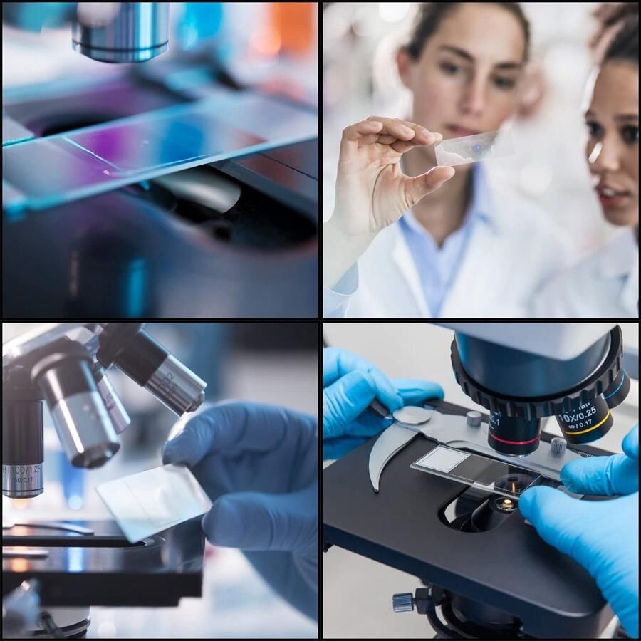 50 voorbereide microscoopmonsters en 100 glazen objectglaasjes afdekking voor microscoopobjecten voor laboratoriumonderzoek met 5 druppelaars