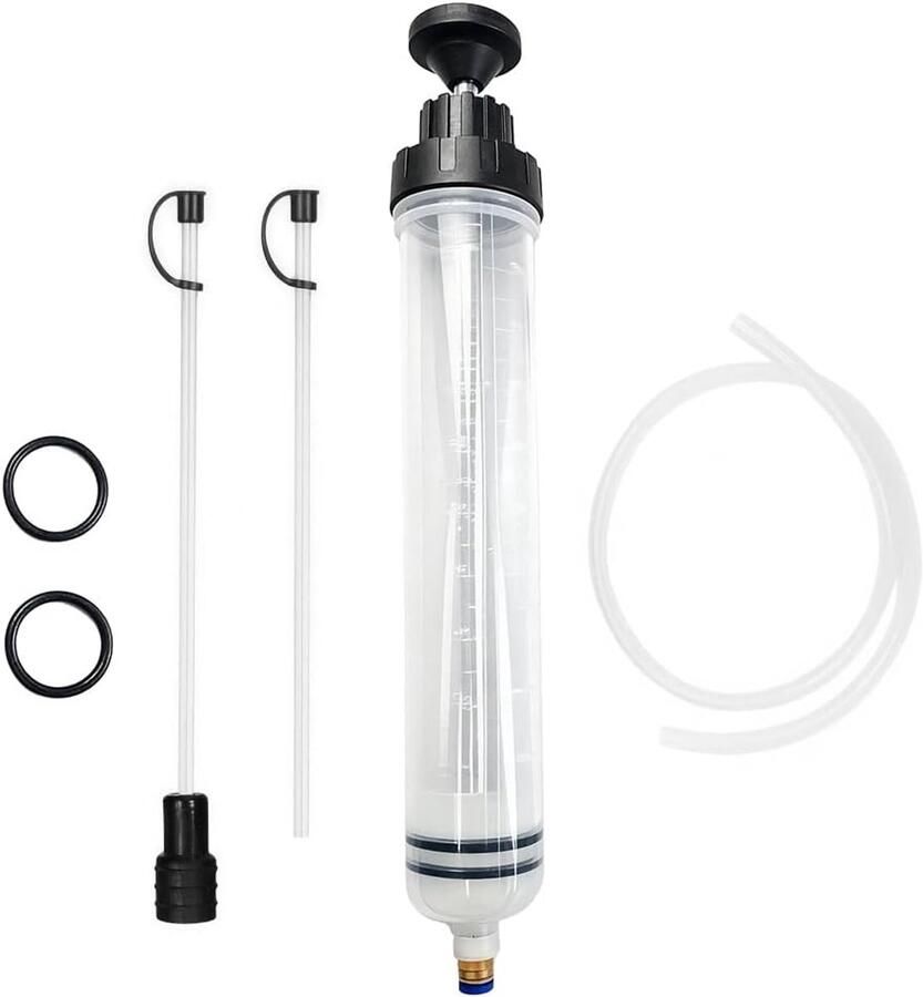 500 ml afzuigspuit met 2 slangen handpomp olieafzuiger overvulpomp handmatige vloeistofpomp spuit voor auto motorolie remvloeistof transmissieoliën koelmiddel