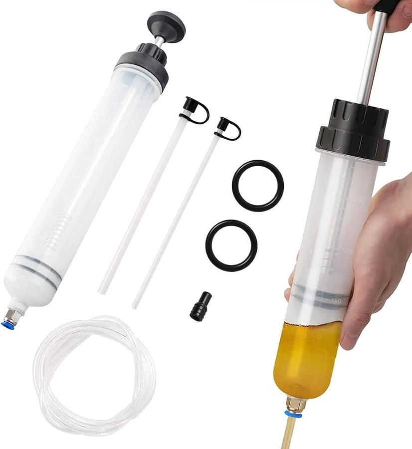 500 ml autooliespuit motorolie-extractie motorolie afvoerpomp autooliespuit met 3 slangen en een paar reserve rubberen ringen