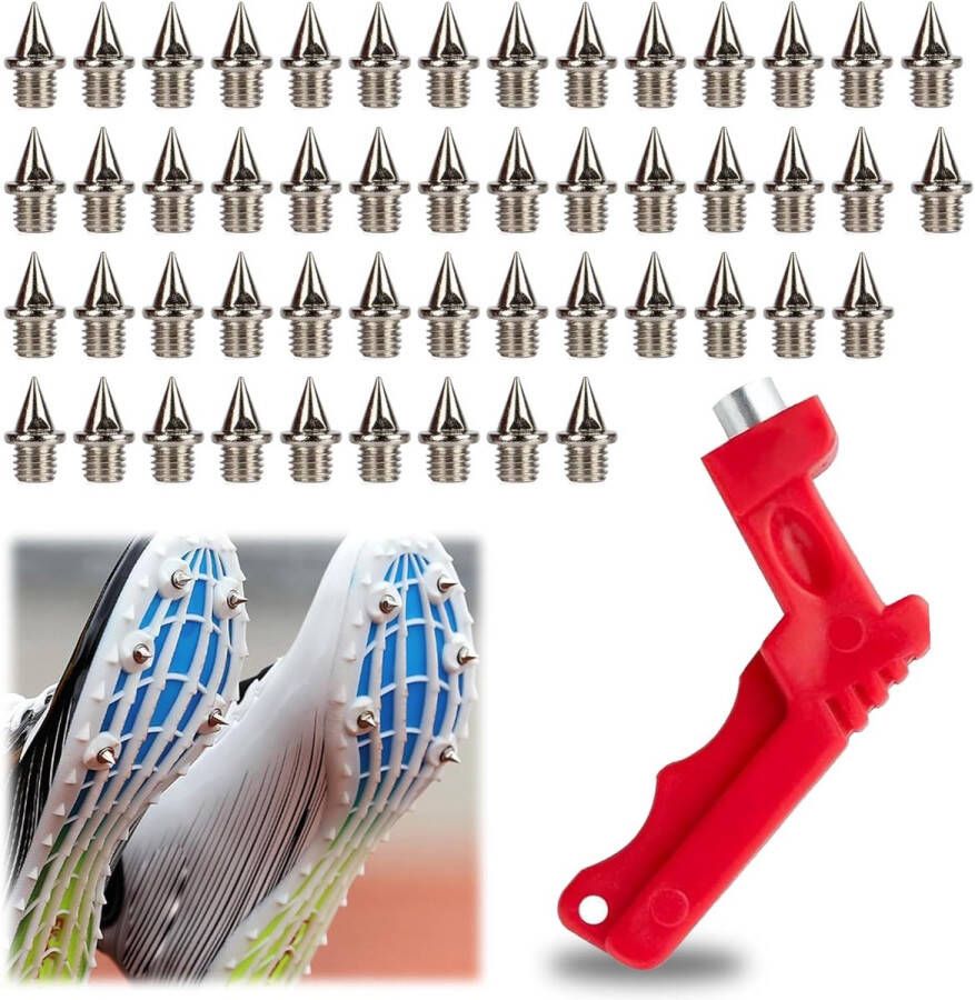 50pcs 6mm Spikes Vervangingsspikes voor Schoenen Atletiek Spikes met Spike-Key Stabiele Cross Country Spikes voor Hardloopschoenen Breed Springen Wandelen