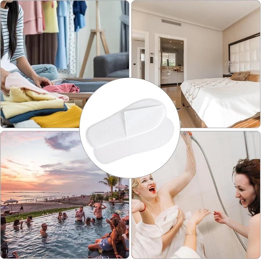 6 antislip wegwerppantoffels uniseks zacht draagbaar antislip voor thuis spa hotel gasten wit