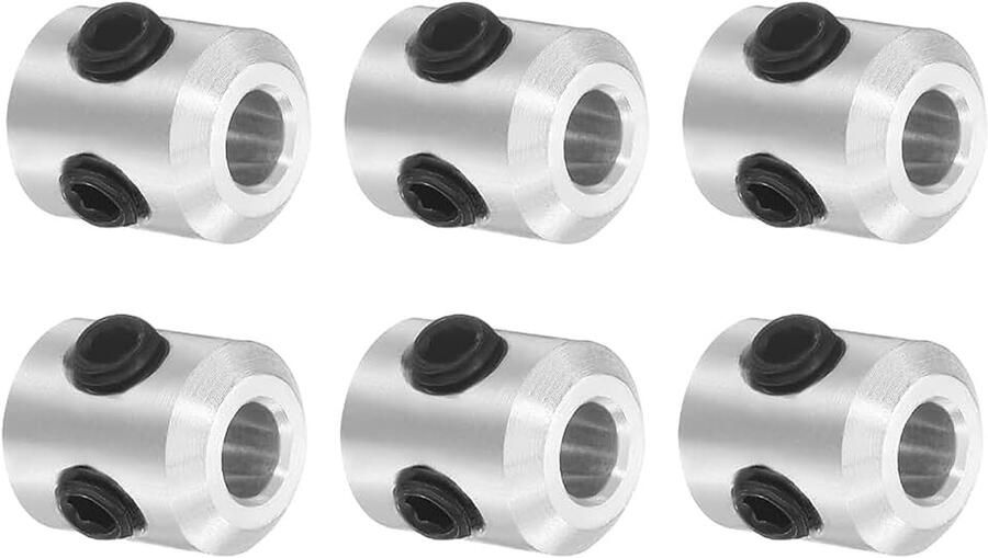 6-delige set schroefkraag 3 mm boring aluminiumlegering golfkraag 7 mm buitendiameter 8 mm brede asklemklem voor lineaire stanggolfgeleiding