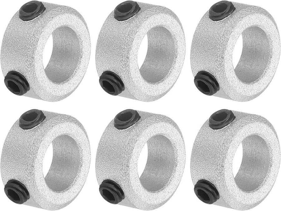 6-delige set schroefkraag 8 mm boring aluminiumlegering golfkraag 14 mm OD 8 mm brede asklemklem voor lineaire stanggolfgeleiding