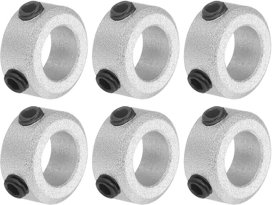 6-delige set schroefkraag 8 mm boring aluminiumlegering golfkraag 14 mm OD 8 mm brede asklemklem voor lineaire stanggolfgeleiding
