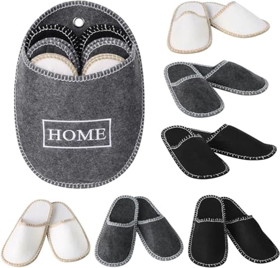 6 Paar Antislip Huissloffen voor Gasten Comfortabele Slippers voor Binnen