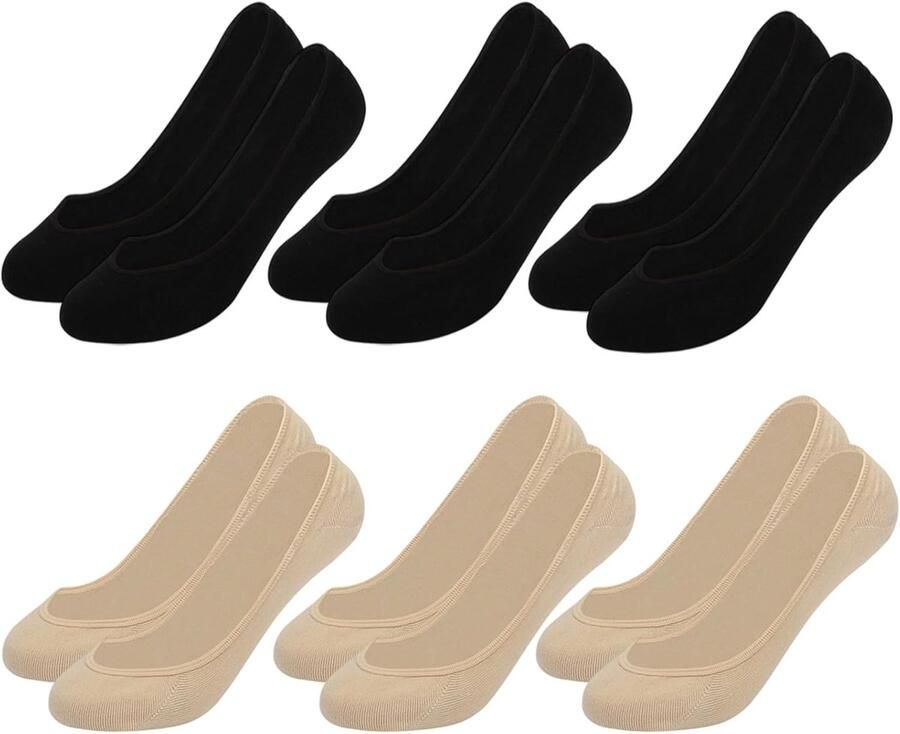 6 paar antislip sokken voor dames onzichtbaar zacht antislip lage voering korte sokken lage sokken katoen geen show sokken voor mocassins sneakers 34-40 Meerkleurig. Eén