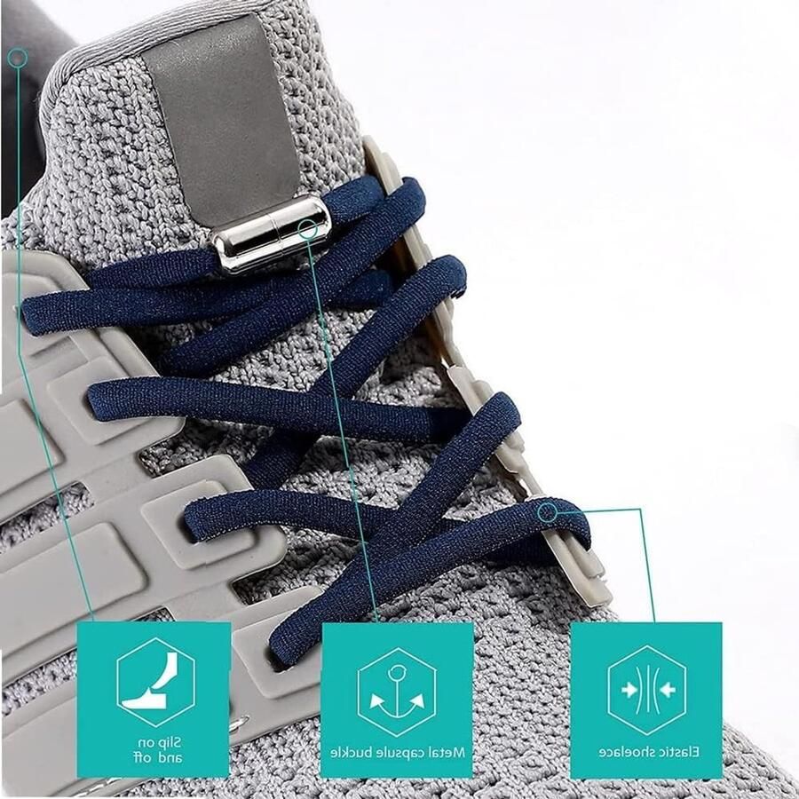 6 Paar Elastische Schoenveters zonder Knoop Snelsluiting voor Wandelschoenen en Sneakers