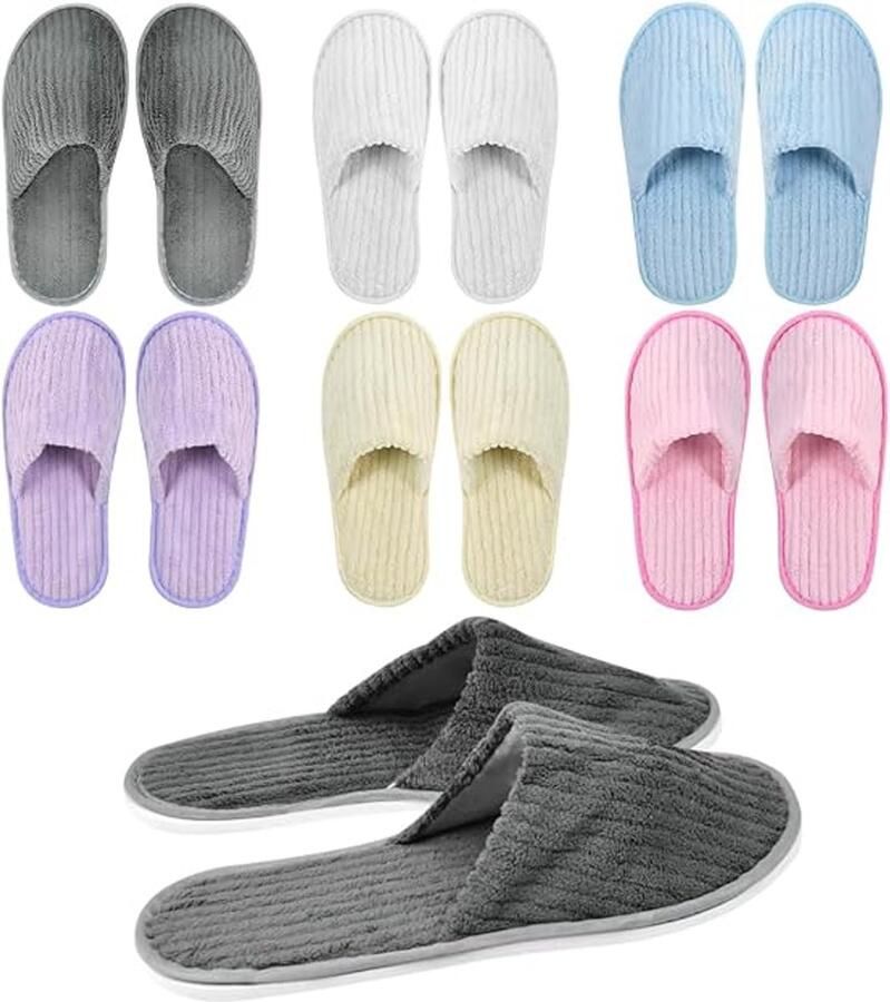 6 paar gastenslippers unisex wasbaar antislip geschikt voor hotels spa's en thuis 6 kleuren maten
