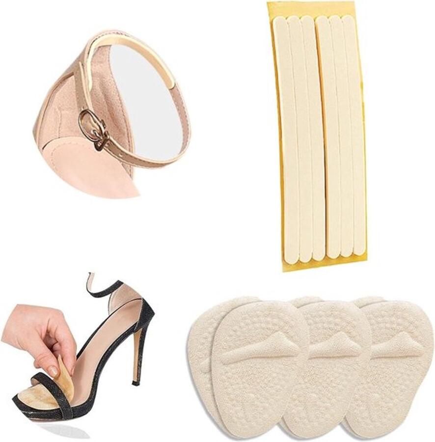 6 paar hoge hielkussens en riemkussen hielpads voorkomt hielpijn en blaren dunne hielriemen voor hoge hakken sandalen (beige)
