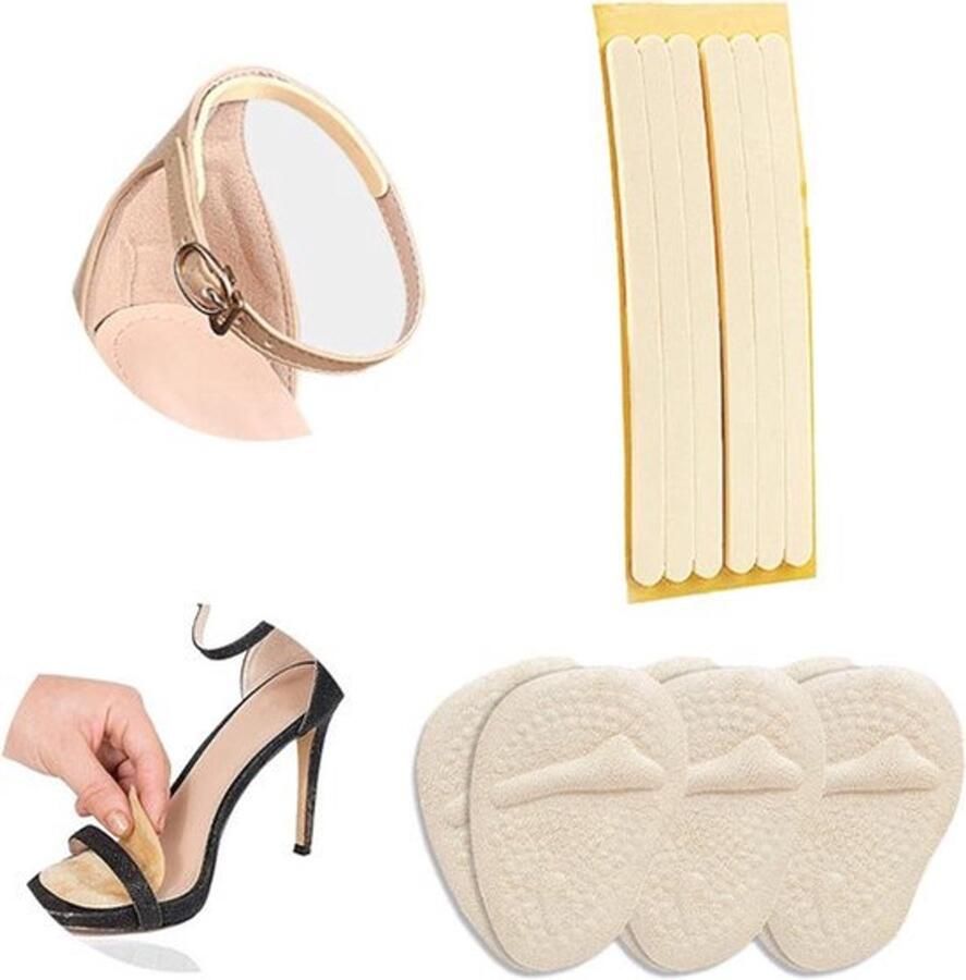 6 paar hoge hielkussens en riemkussen hielpads voorkomt hielpijn en blaren dunne hielriemen voor hoge hakken sandalen (beige)