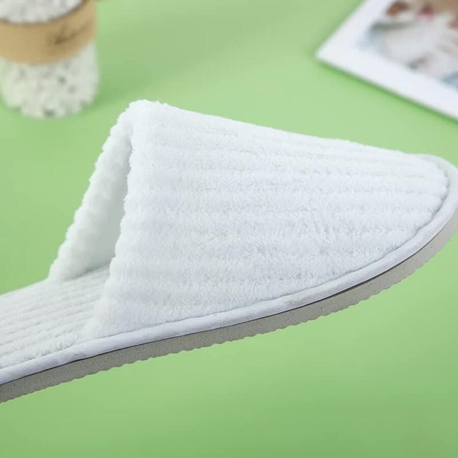6 paar hotelslippers wegwerp pantoffels wit gesloten tenen zachte koraalfleece spa vilten pantoffels voor thuis gast gebruik spa gasten reizen hotel wit