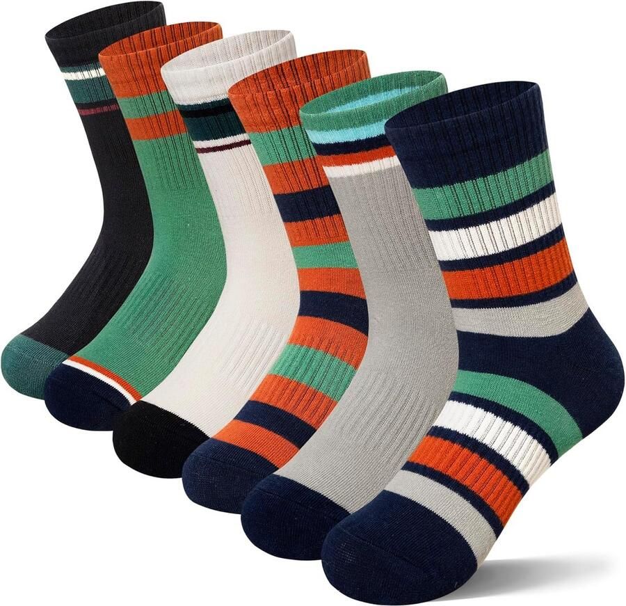 6 Paar Katoenen Sportsokken voor Jongens Comfortabele Sneakersokken voor Training en School