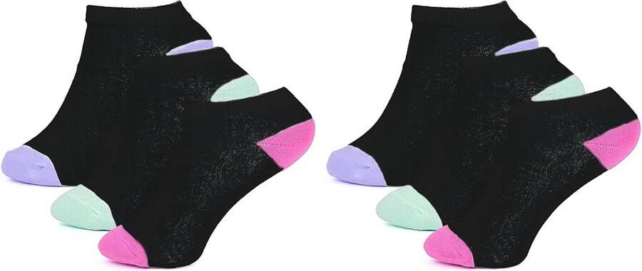 6 Paar Kindersokken Sneakers Zwart & Wit Sportsokken voor en