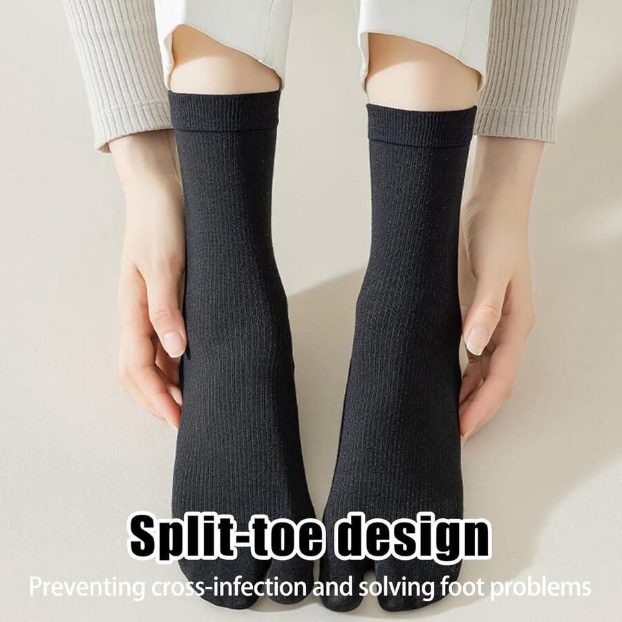 6 Paar Split Teen Katoenen Tabi Sokken voor Vrouwen Japanse Geta Flip Flop (2x Wit + 2x Grijs)