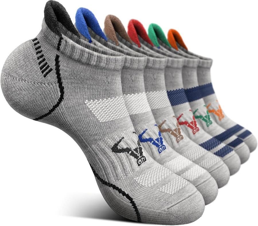 6 Paar Sportsokken Heren Enkelsokken Ademend Anti-Zweet Sneakersokken