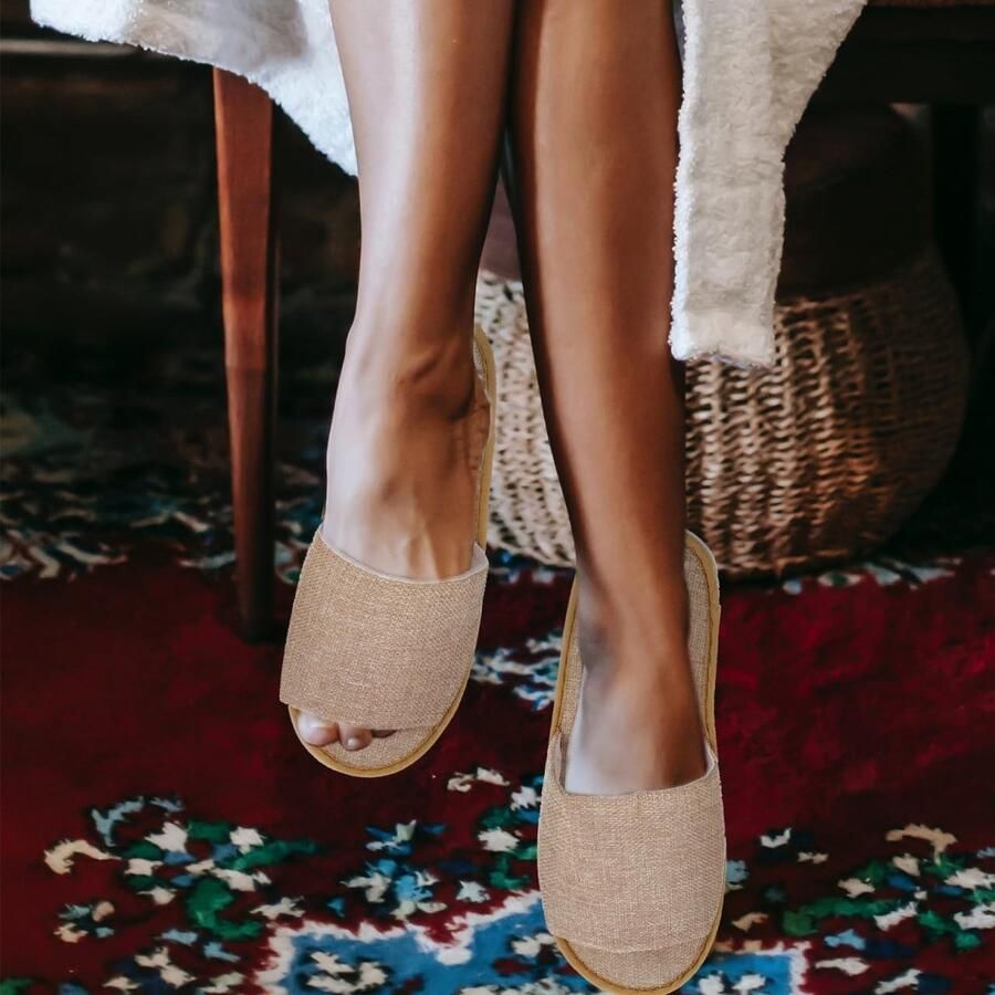 6 Paar Wegwerppantoffels voor Hotels Antislip Comfortabele Slippers voor Gasten en Reizen Geel Linnen Materiaal Ideaal voor Wellness en Spa