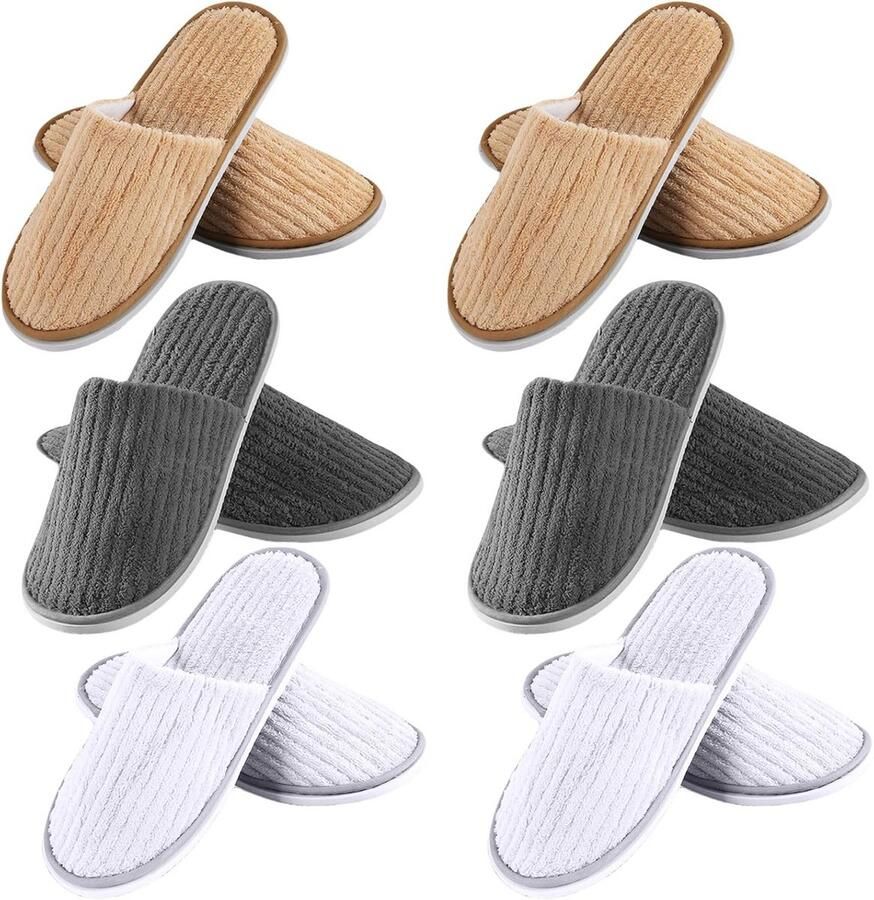 6 Paar Witte Koraalvlies Gastenslippers Universele Maat Antislip