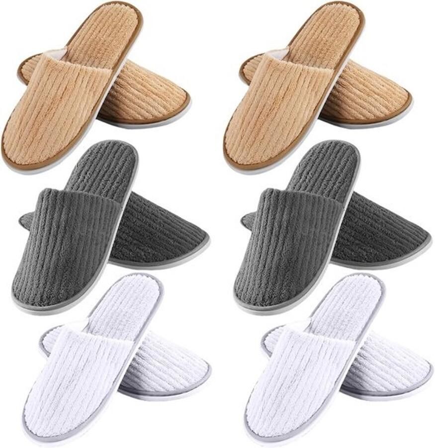 6 Paar Witte Koraalvlies Gastenslippers Universele Maat Antislip