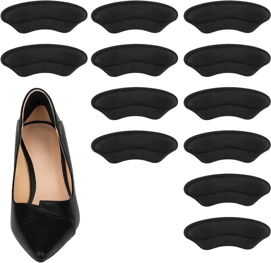 6 Paar Zelfklevende Hiel Grip Pads voor Te Grote Schoenen Hielbescherming voor Sneakers en Hakken Comfortabele Hielsteun voor nen en (Zwart)