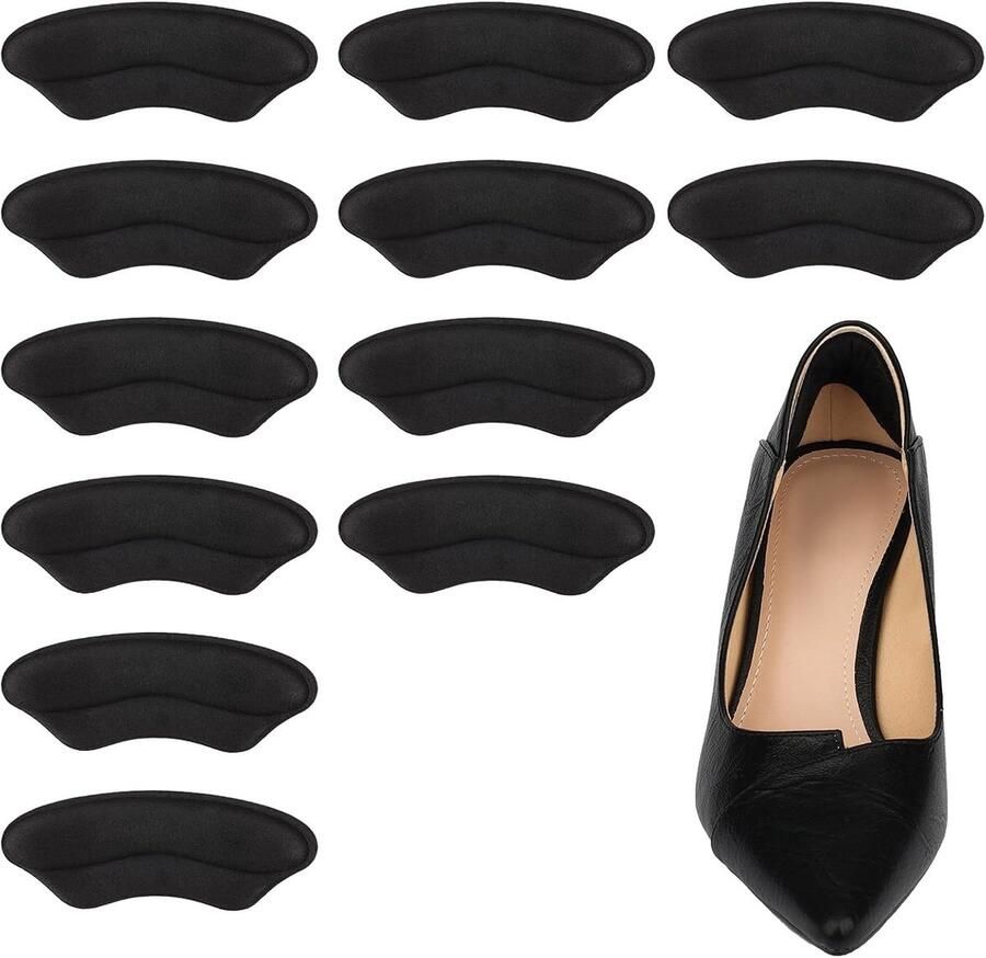 6 Paar Zelfklevende Hielgrips voor Te Grote Schoenen Hiel Pads voor Sneakers en Hakken Comfort en Stabiliteit voor nen en (Zwart)