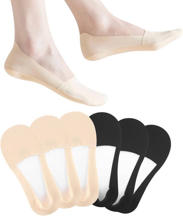 6 Pairs Ice Silk No Show Socks Low Top Thin Nylon Breathable Non-Slip Lining for Loafers and Flat Shoes