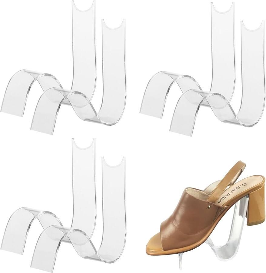 6 Stuks Display Sandalen Transparante Frame Schoen Organisch Acryl Standaard Sandalen Presentatie Sandalen Schoen Display Case Elastische Schoenen Standaard Voet Schoenen (D)