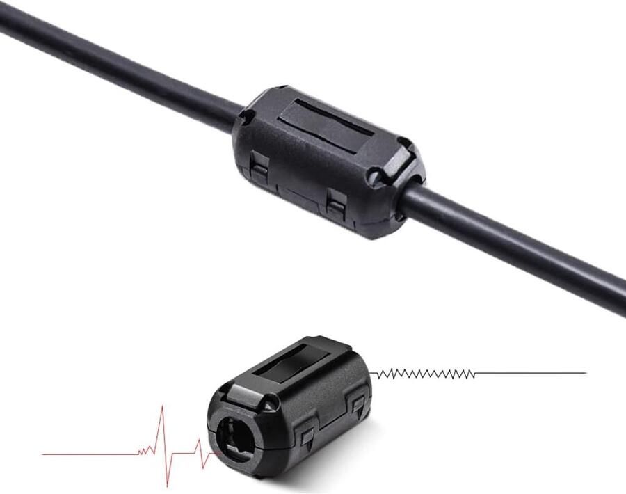 6 stuks ferrietringkern kabelclip ruisonderdrukking EMI RFI hoogfrequent filter (9 mm binnendiameter)