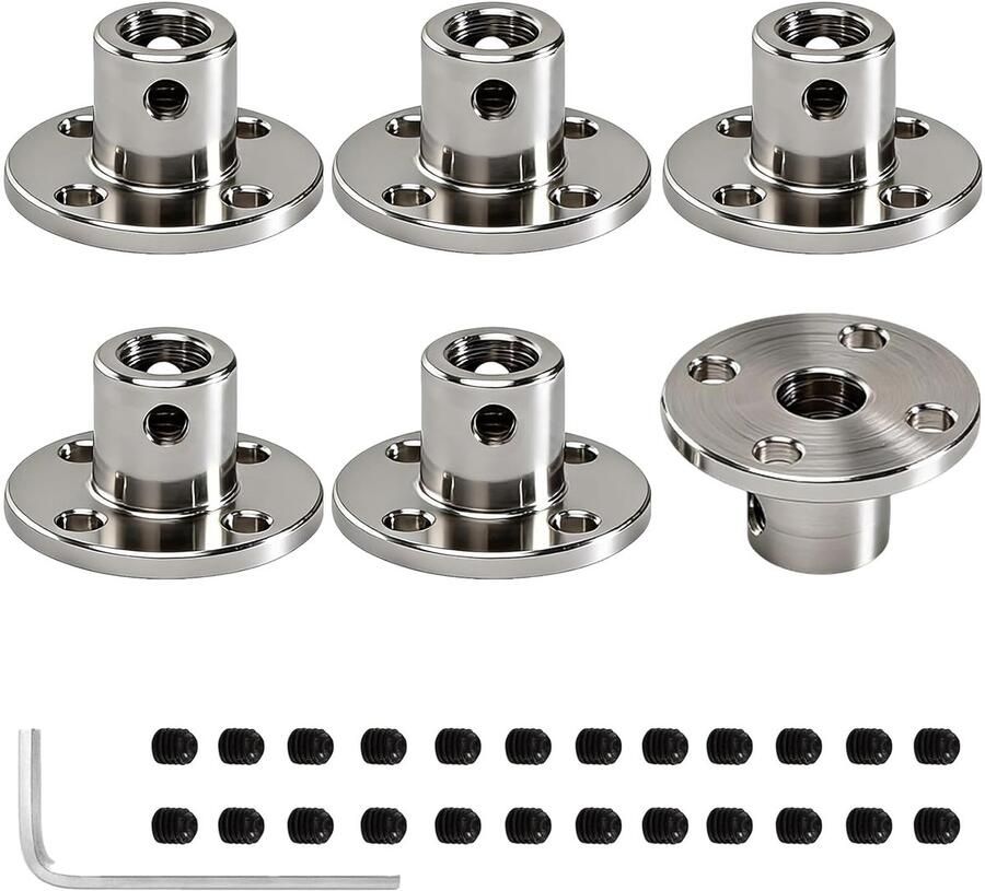 6 stuks flenskoppeling 8 mm stijve askoppeling van aluminiumlegering Asverbinder motorconnector voor geleidingsas R modelmotoren koppelingsconnector voor doe-het-zelf onderdelen