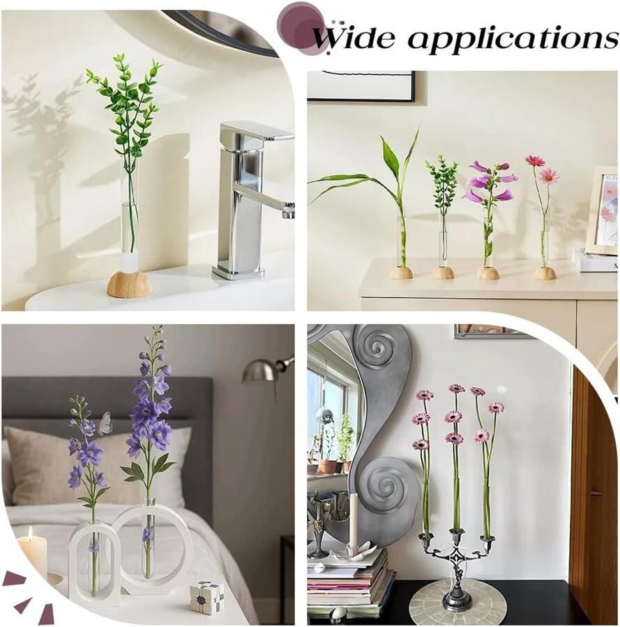 6 stuks glazen knopvaas 18 mm diameter taps toelopende basis vaas voor kandelaars met 6 stuks siliconen hoes voor bloem kandelaar tafelcapes bruiloften woondecoratie 150x20mm