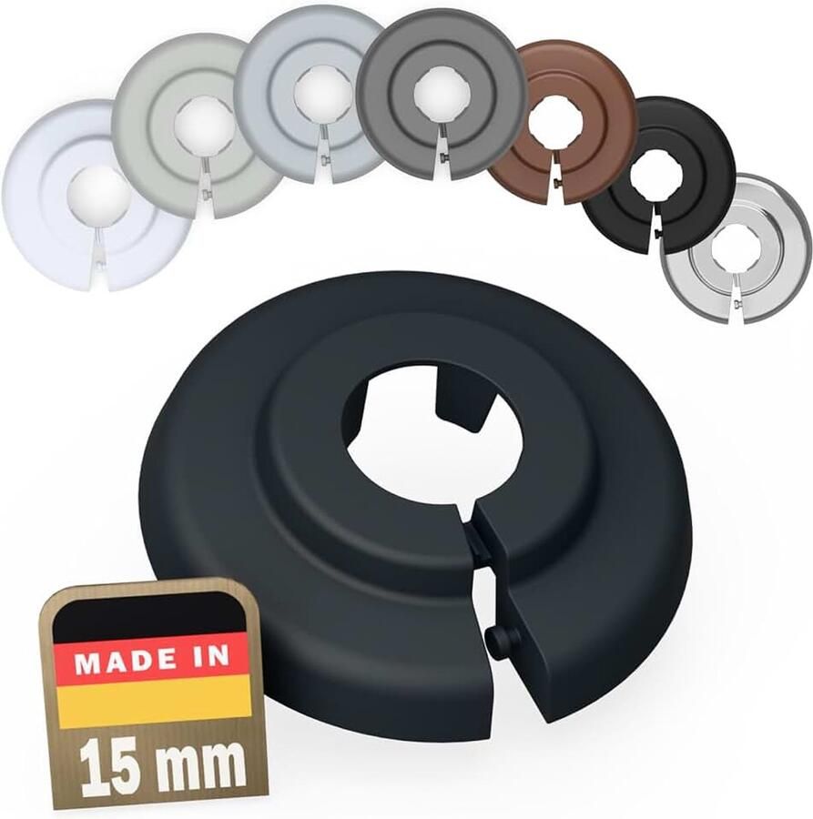 6 stuks radiatorpijpafdekkingen voor buisdiameters (15mm 7016) Verbergt buisdoorvoeren nette afwerking bij de radiator montage zonder gereedschap Antraciet grijs (RAL 9016) Kunststof