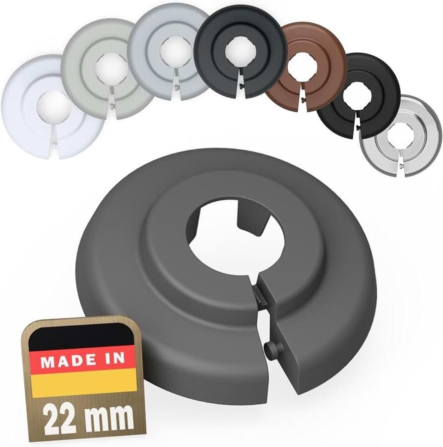 10 stuks radiatorpijpafdekkingen voor buisdiameters (22mm 7037) Verbergt buisdoorvoeren nette afwerking bij de radiator montage zonder gereedschap Kunststof