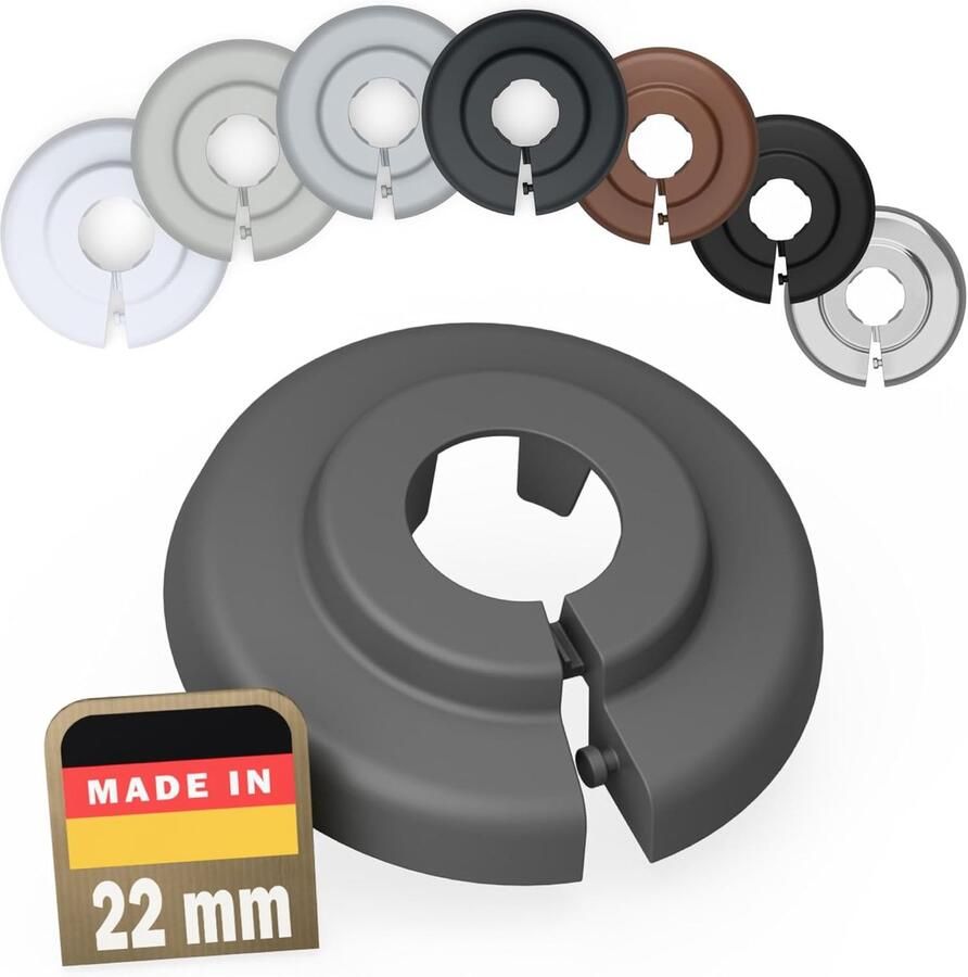 10 stuks radiatorpijpafdekkingen voor buisdiameters (22mm 7037) Verbergt buisdoorvoeren nette afwerking bij de radiator montage zonder gereedschap Kunststof