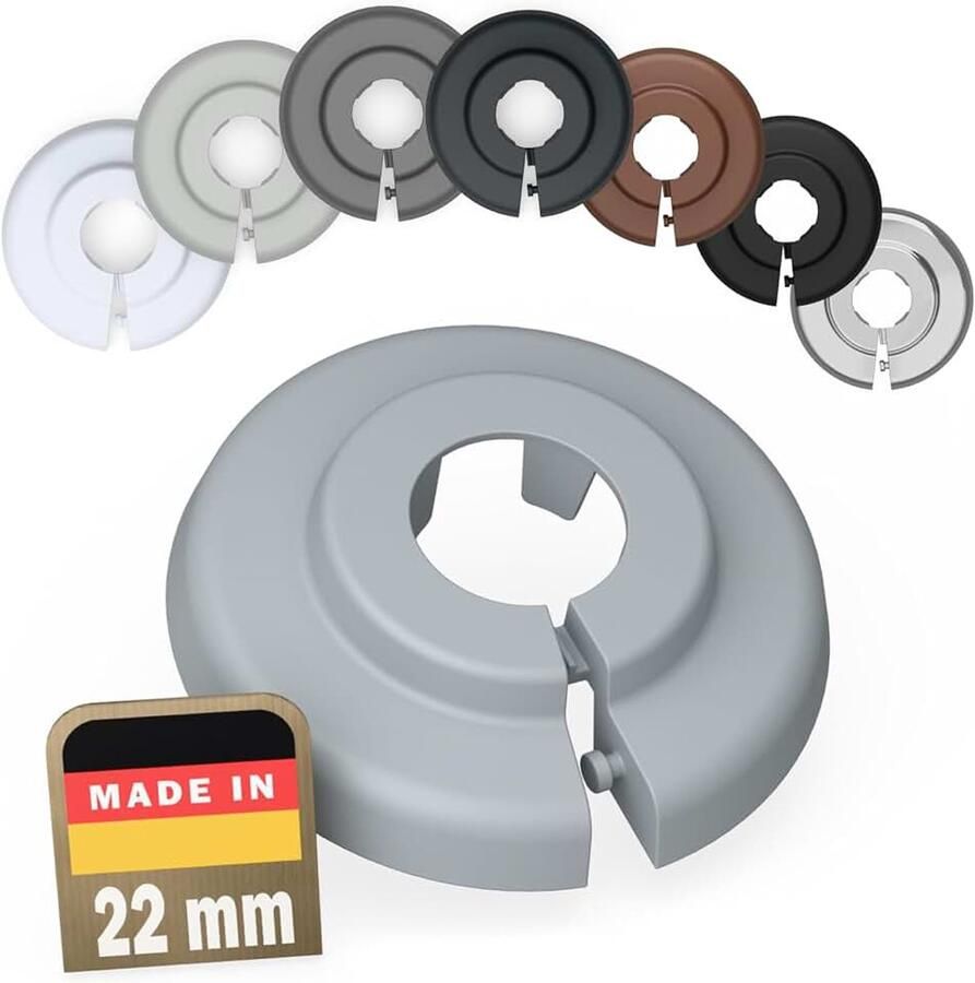 10 stuks radiatorpijpafdekkingen voor buisdiameters (22mm 7040) Verbergt buisdoorvoeren nette afwerking bij de radiator montage zonder gereedschap Kunststof