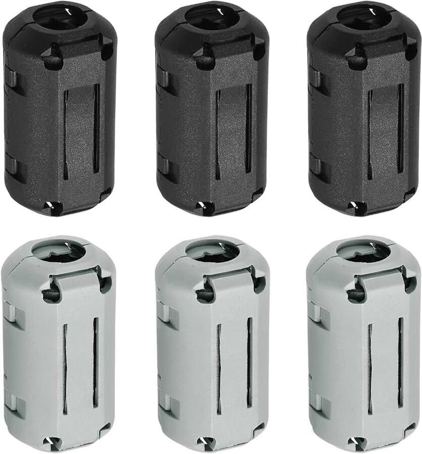 6 Stuks Ring Ferriet Filter Kern Verwijdering Ruisonderdrukking RFI EMI Clip Kabel ID 9 mm 0.35Inch Regelmatige Stijlen Voor Elektronische Devices Industry Zwart Grijs