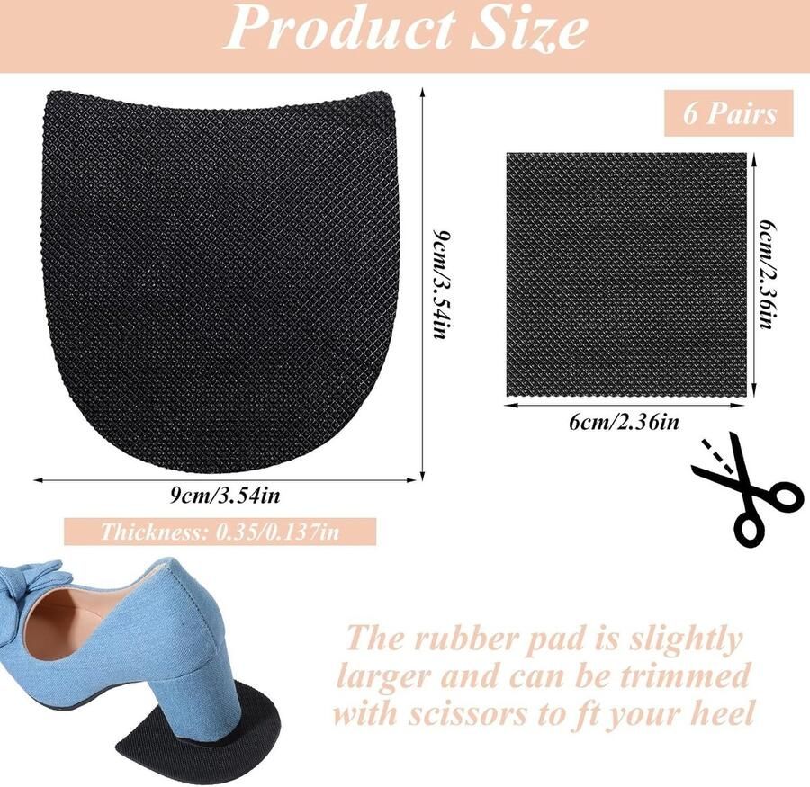 6 Stuks Rubber Heelpads voor Schoenreparatie Antislip Heelpads Bescherming voor Heren- en slaarzen Dikte 2 Vormpjes