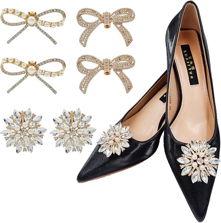 6 Stuks Schoenclips met Kristallen Rhinestones Elegante Afneembare Schoencharms en Buckles voor Bruids- en Feestschoenen Geschikt voor Hakken en Speciale Gelegenheden