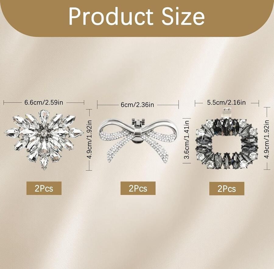 6 Stuks Strass Schoenclips in 3 Stijlen Decoratieve Clips voor Dames Pumps Sandalen en Hakken Perfect voor Bruiden en Feestjes